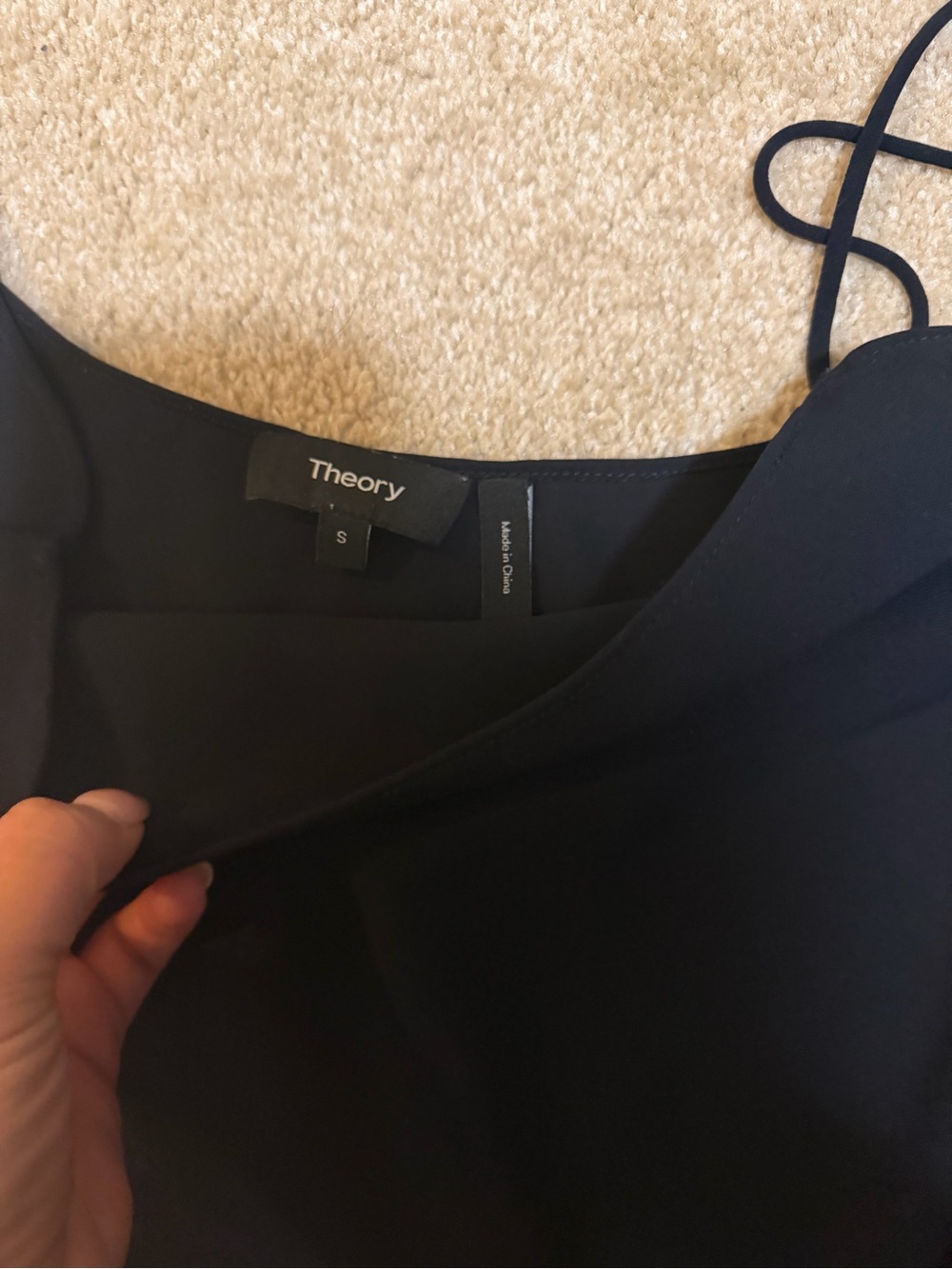 Theory Black Spaghetti Strap Silk Cami - Picture 2 of 4
